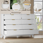 BORNOON Fluted 8 Drawer Tall Dresser, 47.2" Wide Modern Boho Chest of Drawers, Wooden Storage Dresser TV Stand for Bedroom, Living Room, Closet, Hallway, Curved Profile Design - Image 5