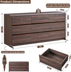 63” Wide Dresser for Bedroom, 9 Drawer Dresser, Walnut Dresser, Rounded Corner Safe & Handleless Design, Large Wooden Dresser for Hallway, Modern Farmhouse Style - Image 2