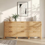 Wodeer 9 Drawer Dresser for Bedroom, 62" Wide Wood Storage Cabinet with Fluted Design, Modern Chest of Drawers & TV Stand for Living Room, Nursery Clothing Organizer with Metal Slides, Anti-Tipping - Image 3