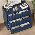 Furniway Navy Blue Dresser for Bedroom, Modern Dresser with 3 Drawers and Smooth Slides, Wide Chest of Drawers with Golden Handles for Bedroom, Living Room, Closet, 15.7" D x 31.5" W x 29.6" H - Image 4