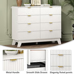 Wodeer 8 Drawer Fluted Dresser for Bedroom, Mid Century Modern Dresser with 8 Drawers, Dressers & Chests of Drawers with Metal Handle, TV Stand & Storage Organizer for Entryway, Hallway, White - Image 5