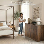Walnut 6 Drawer Dresser for Bedroom, 55" Wide Fluted Chest of Drawers - Image 4