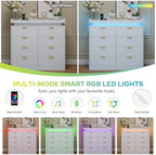 knoworld 8 Drawer Dresser for Bedroom, White Dresser with LED Lights and Power Outlet, Large Wooden Dressers Modern Chest of Drawers, Double Wide 8 Drawer Dressers for Bedroom, Entryway, Hallway - Image 5