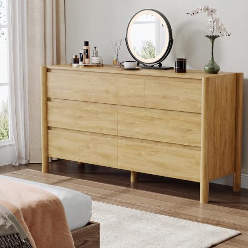 HOUROM Oak Dresser for Bedroom,51" Wide 7 Drawer Mid Century Modern Chest - Image 6