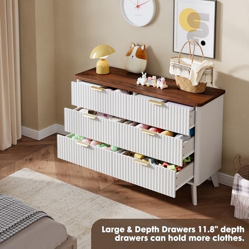 GarveeHome Fluted Dresser for Bedroom with 6 Deep Drawers, White - Image 5