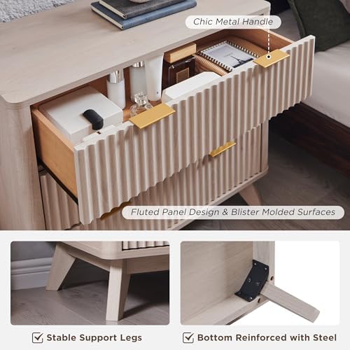 T4TREAM 32" Fluted 3 Drawer Dresser for Bedroom, White Alder - Image 5