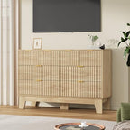GarveeHome 47" Wide Fluted 8 Drawers Dresser, Oak - Image 6