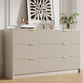 Furniway Beige Dresser for Bedroom, Modern Dresser with 6 Drawers and Smooth Slides, Wide Chest of Drawers with Golden Handles for Bedroom, Living Room, Closet, 15.7" D x 55.1" W x 31.4" H by Furniway