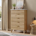 GarveeHome Fluted Dresser for Bedroom with 5 Deep Drawers, Natural Oak by GarveeHome