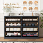 8 Drawer Dresser for Bedroom, Modern Fluted Double Dresser, 55" Wide Chest of Dressers, Mid Century Wooden Beside Table for Closet, Living Room and Entryway, Blue - Image 4