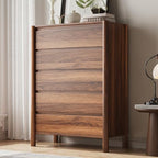CHUWELL 45" Tall Walnut 5 Drawer Dresser for Bedroom with Solid Wood Legs by CHUWELLStorageCabinet