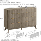T4TREAM 54" Wide Fluted 9 Drawer Dresser for Bedroom, Grey Alder - Image 2