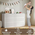 BORNOON Dresser for Bedroom with 9 Drawers, Fluted Chest of Drawers with Round Curved Corner, Hidden Handles, Modern Wood Storage Organizer for Bedroom, Nursery, Living Room - Image 5