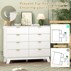 Wodeer 8 Drawer Fluted Dresser for Bedroom, Mid Century Modern Dresser with 8 Drawers, Dressers & Chests of Drawers with Metal Handle, TV Stand & Storage Organizer for Entryway, Hallway, White - Image 6