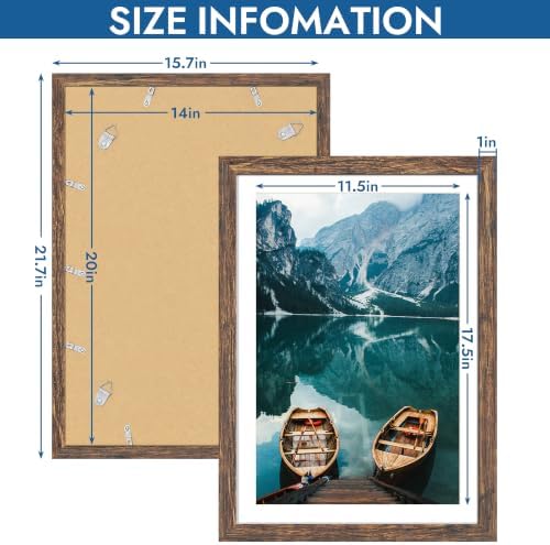 Hongkee 14x20 Frame Set of 4, 14 x 20 Rustic Brown Wood Style(Mat 12x18) - Image 3