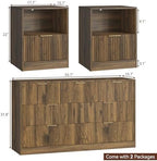 Fluted Dresser & Nightstand Set 3-Piece, 7 Drawer Dressers and Night Stand Set of 2 with Metal Handle, Fluted Mid Century Wood Chest of Drawers Storage Dressers Set for Bedroom, Walnut - Image 3