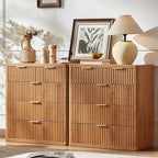 LEYAOYAO Fluted 5 Drawers Dresser for Bedroom, 34" Tall Modern Chest of Drawers with Metal Handle, Curved Profile Design,Brown Wood Drawer Organizer for Bedroom, Living Room, Hallway, Entryway - Image 6