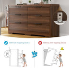 Fluted 6 Drawer Wood Dresser,Farmhouse Chest for Bedroom Entryway,Walnut - Image 4
