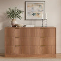 6 Drawer Dresser for Bedroom, 55" Wide Fluted Chest of Drawers by RESOM
