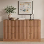 6 Drawer Dresser for Bedroom, 55" Wide Fluted Chest of Drawers by RESOM