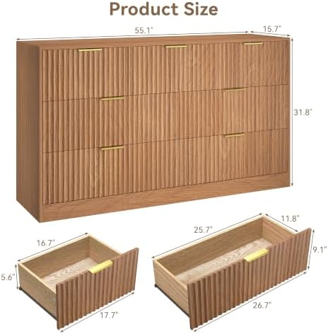 7 Drawer Dresser for Bedroom, Fluted Modern Chest of Drawers - Image 2