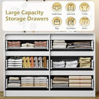 White 6 Drawer Dresser for Bedroom,Modern Chest of Drawer with Curved Corner and No-Handle Design,Bedroom Storage Organizer Dresser for Closet,Hallway - Image 5