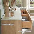 T4TREAM 54" Wide Fluted 6 Drawer Dresser for Bedroom, Natural Oak - Image 5