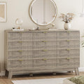 Xixini Fluted Dresser for Bedroom with 12 Drawers, 57" Wide Modern Chest of Drawers with Metal Handle, Wooden Dresser TV Stand, Wood Closet Clothes Storage Organizer for Living Room, Hallway, Grey by Xixini