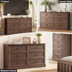 Farmhouse 6 Drawer Dresser for Bedroom, 55" Brown Dresser with TV Stand - Image 3