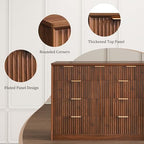 LYNCOHOME Fluted Tall Dresser for Bedroom, 9 Drawer Chest of Drawers,Walnut - Image 5