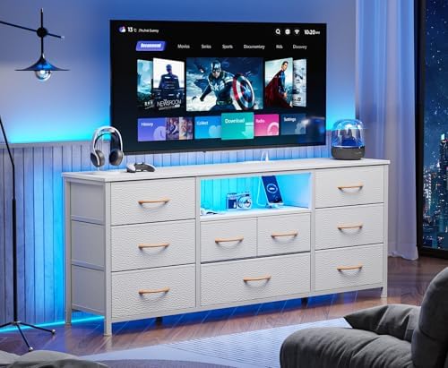 Furnulem 9 Drawer Dresser for 55-65 inch TV, Dresser TV Stand for Bedroom - Image 2
