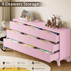 BORNOON Fluted 9 Drawer Dresser, 57.1" Wide Modern Boho Chest of Drawers, Wooden Storage Dresser TV Stand for Bedroom, Living Room, Closet, Hallway, Curved Profile Design - Image 5
