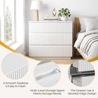 Karl home White 3 Drawer Fluted Nightstand, Modern Storage Chest of Drawers - Image 6