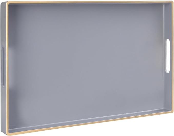 MAONAME Gray Serving Tray with Handles, Modern Grey Decorative Tray by MAONAME