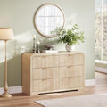 LINSY HOME 6-Drawer Fluted Dresser for Bedroom, Light Oak, Mid Century by LINSYHOME