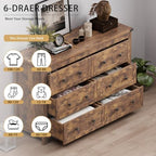Wodeer 6 Drawer Dresser for Bedroom, Brown Modern Dressers & Chests of Drawers with Metal Handles, Closet Storage Dresser, Storage Cabinet and Organizer with Drawers - Image 4