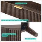 LINSY Fluted Dresser for Bedroom, Mid Century Modern Large Chest of Drawers with Gold Metal Handles, Wide Boho Wood Dressers with Storage, 9 Drawer, Dark Wood - Image 7