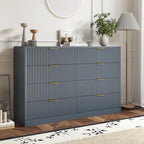 8 Drawer Dresser for Bedroom, Modern Fluted Double Dresser, 55" Wide Chest of Dressers, Mid Century Wooden Beside Table for Closet, Living Room and Entryway, Blue by Provideyouwithbestproduct%EF%BC%81