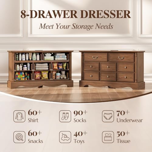 Farmhouse 8-Drawer Dresser with Charging Station for Bedroom - Image 4