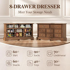 Farmhouse 8-Drawer Dresser with Charging Station for Bedroom - Image 4
