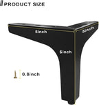 AODIOU Furniture Legs Metal feet: Couch Legs 6 Inch Sofa Cabinet Legs - Image 2