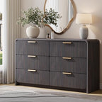 47" Fluted 6 Drawer Dresser for Bedroom, Living Room, Entryway Black Walnut by HOTALLOY