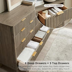 T4TREAM 54" Wide Fluted 9 Drawer Dresser for Bedroom, Grey Alder - Image 4