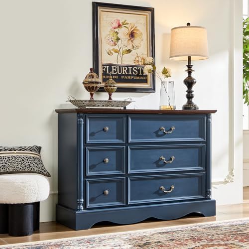 Farmhouse 6-Drawer Dresser with Charging Station for Bedroom by LegacyAmerhomeDirect