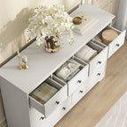 White Dresser for Bedroom, 10 Drawer Dresser with Large Drawers, 55 Inch Wide Wood Chest for Living Room, Hallway - Image 7