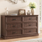 Farmhouse 6 Drawer Dresser for Bedroom, 55" Brown Dresser with TV Stand by CARPETNAL