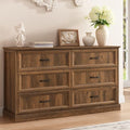 Farmhouse 6 Drawer Dresser for Bedroom, 55" Walnut Dresser with TV Stand by CARPETNAL