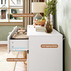 47.2" Wide Fluted 8 Drawer Dresser for Bedroom, White - Image 5