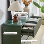 AVZEAR Modern 6 Drawer Green Dresser for Kids Bedroom, 48" Wide Wooden Dresser Chest of Drawers, Handle Free & Curved Profile Design, Mid Century Closet Clothes Storage Organizer for Living Room - Image 4