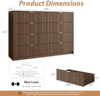 MAISONARIA Dresser for Bedroom, 8 Drawer Double Dresser, Modern Chest of Drawers for Bedroom, Living Room, Entryway and Closet, 55" L x 15.7" D x 37.4" H, Walnut - Image 2